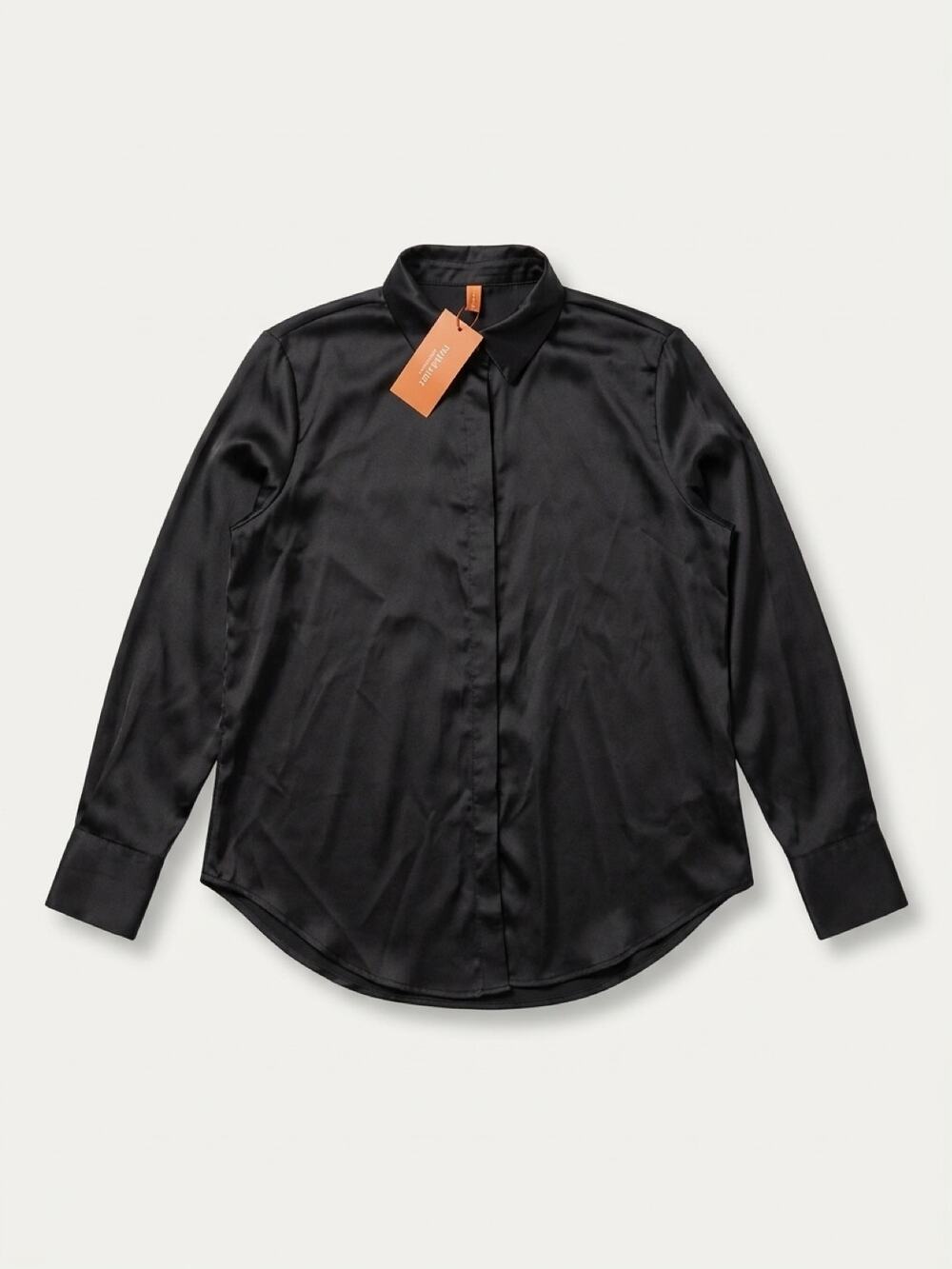 Shein SXXY Black long-sleeve satin button down shirt size L
